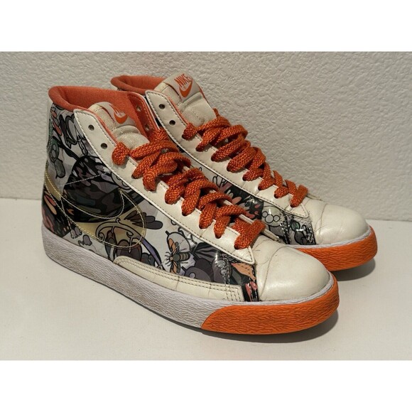 NIKE Womens Blazer High Size 7 White Orange 2009 Art Design Pattern 317808-115 - Picture 9 of 15